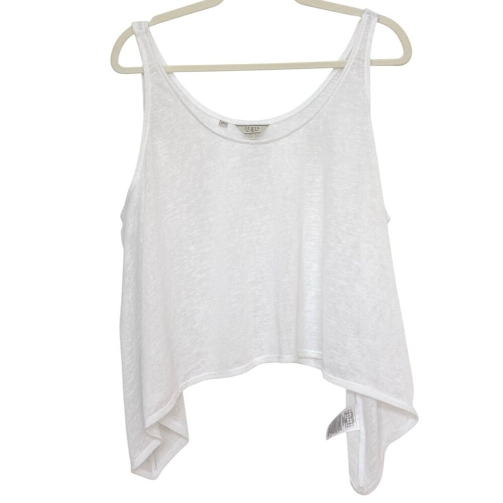 Guess White Sleeveless Lightweight Swingy Relaxed Flowy Top. Large.
